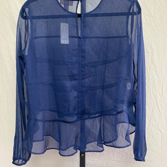 Loft outlet sheer ruffled long sleeve top NWT - Picture 7 of 8